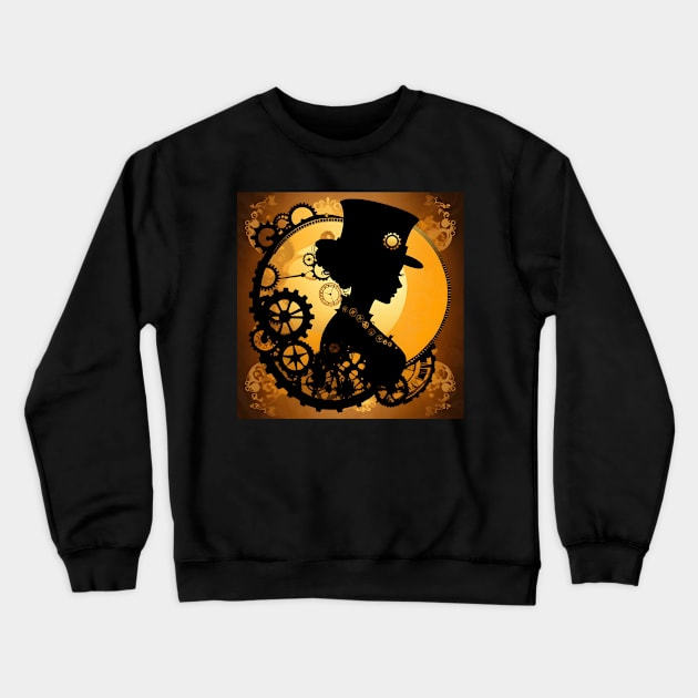 Steampunk woman silhouette Crewneck Sweatshirt by Spaceboyishere